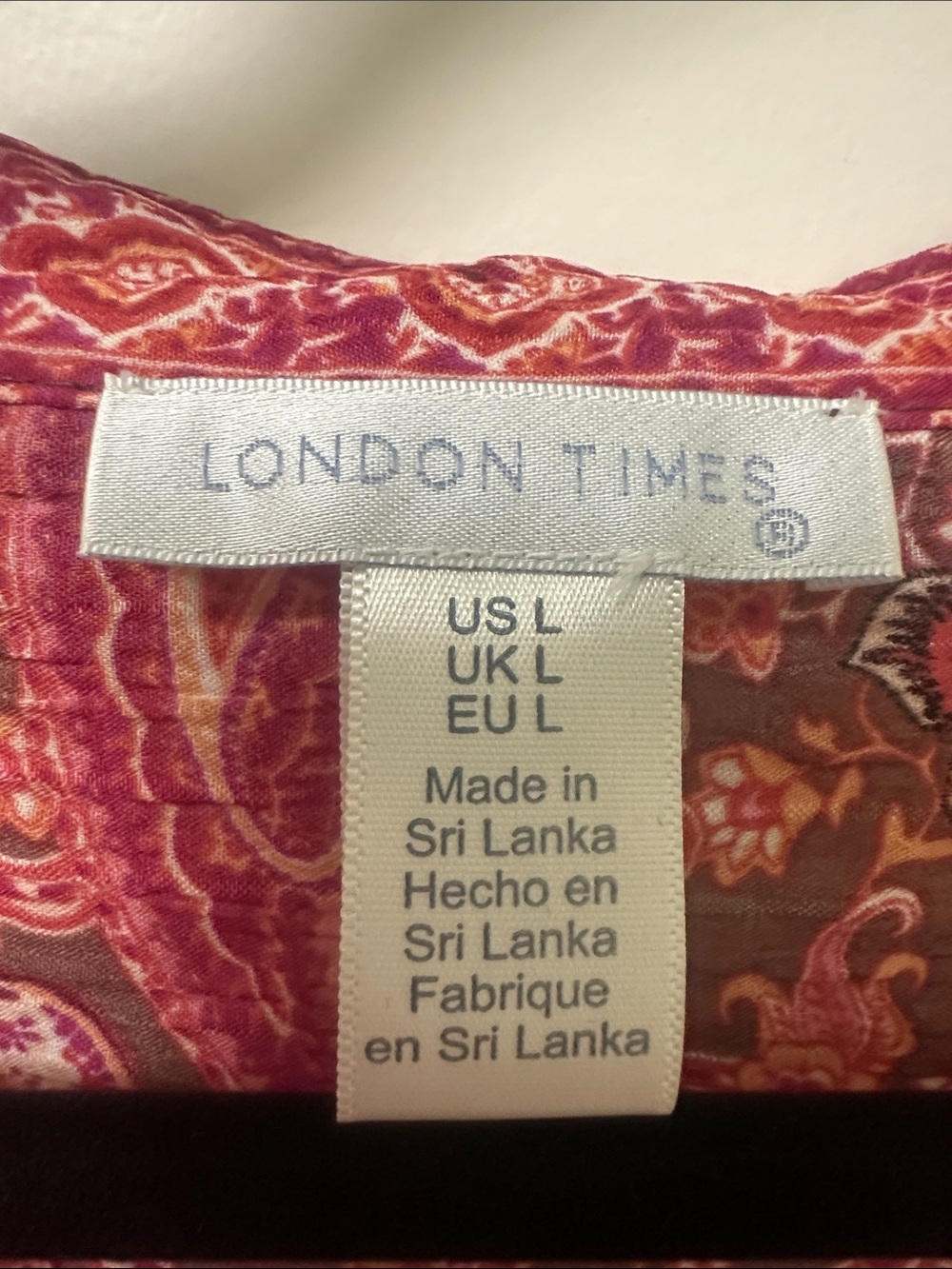 London Times Pink and Brown Paisley Ruffle Midi Dress with V-Neck - Picture 3 of 5